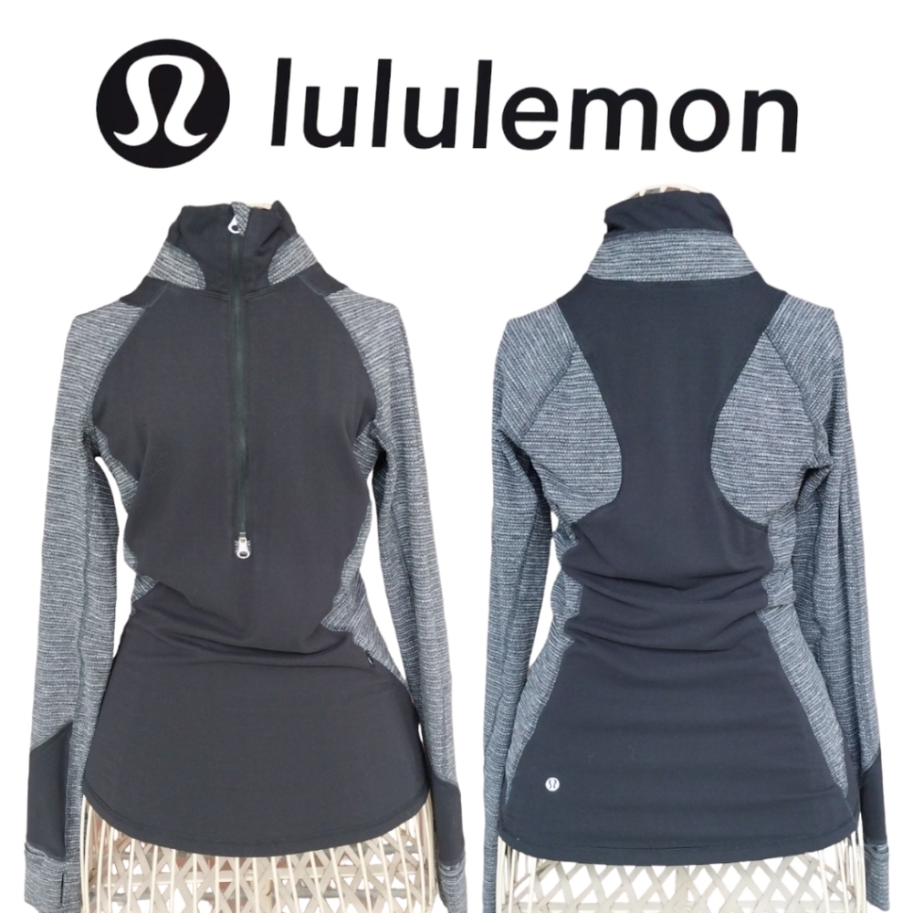 Lululemon Race Your Pace 1/2 Zip Pullover Black and Coco Pique Size 4